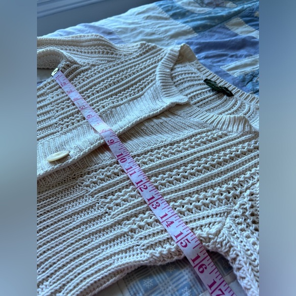 Vintage Y2K Eddie Bauer Womens Cream Knit Cottagecore Cabincore Cardigan Medium - Picture 9 of 13